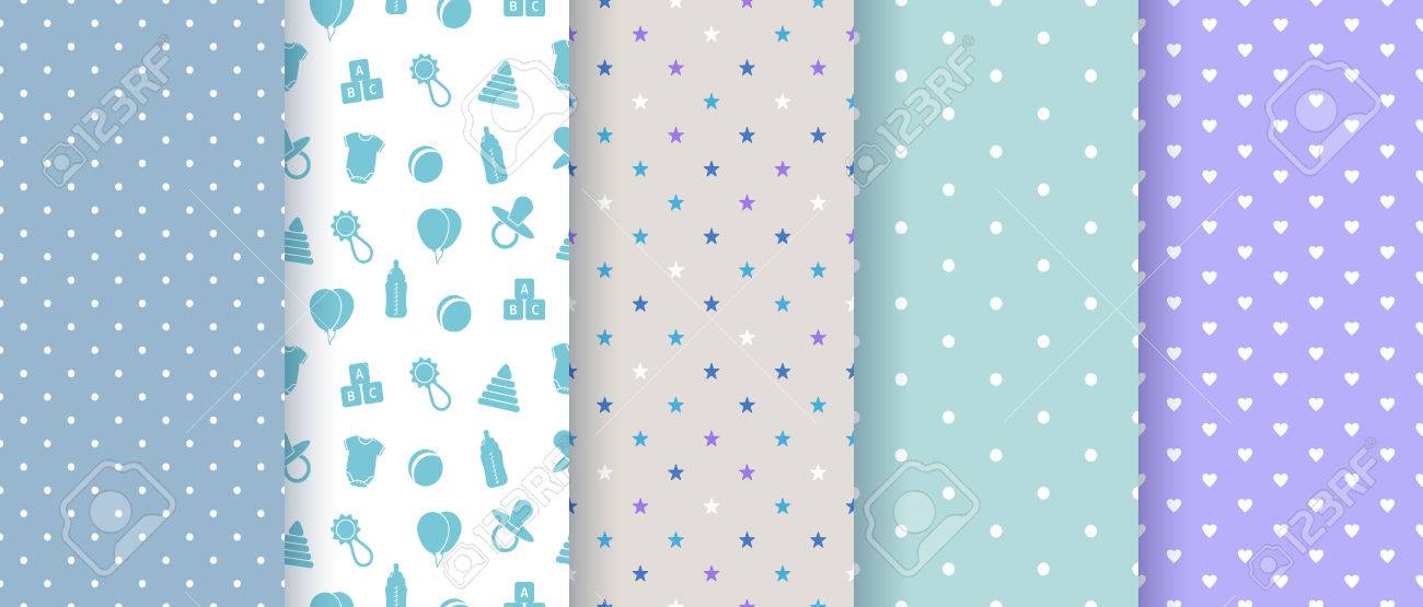 seamless patterns for baby boy shower party set of cute pink