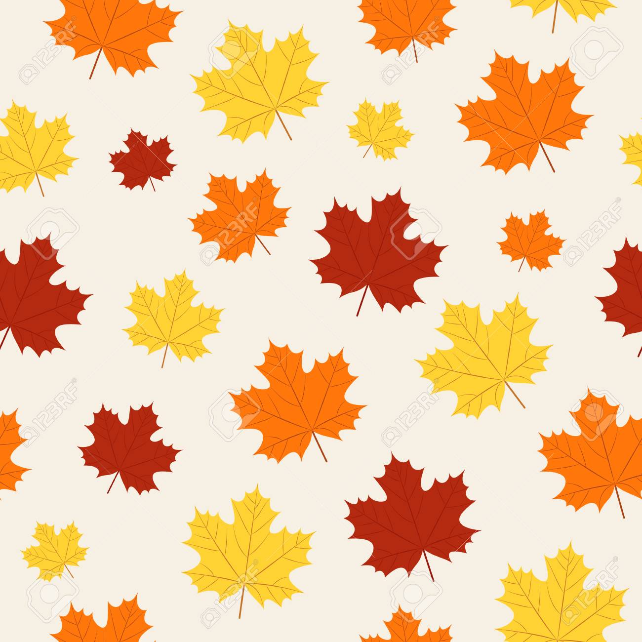 Autumn Pattern Vector Seamless Fall Maple Leaves On Beige Background  Season Wallpaper Colorful Cartoon Illustration In Flat Design Royalty  Free SVG Cliparts Vectors And Stock Illustration Image 110296470