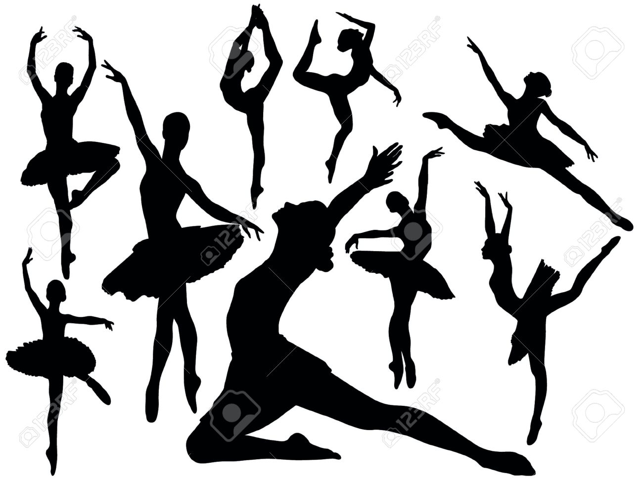 バレエ ダンサー シルエット イラストのセット のイラスト素材 ベクタ Image