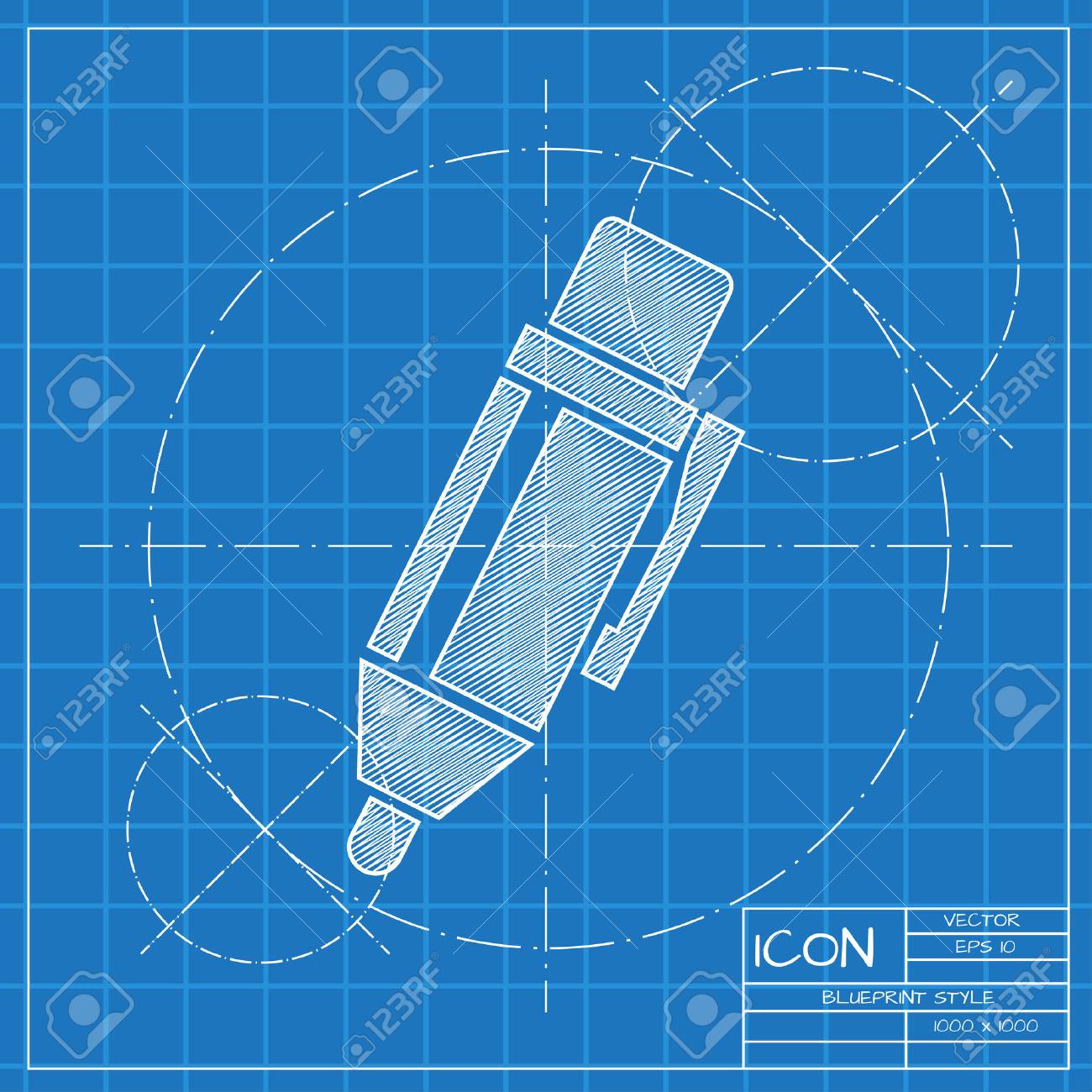 vector blueprint pen icon engineer and architect background
