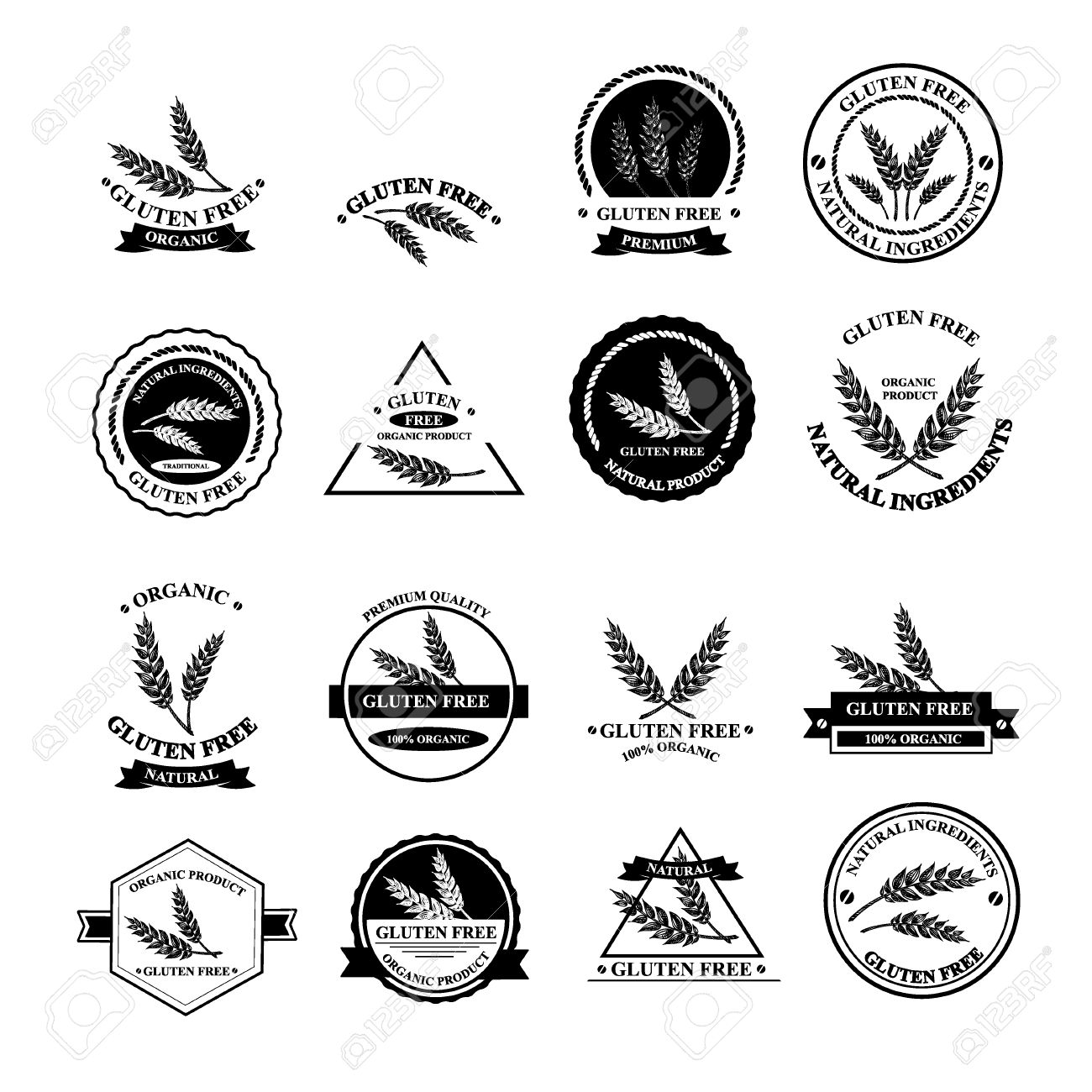 Gluten Free And Wheat Labels Retro Design Royalty Free Cliparts Vectors And Stock Illustration Image