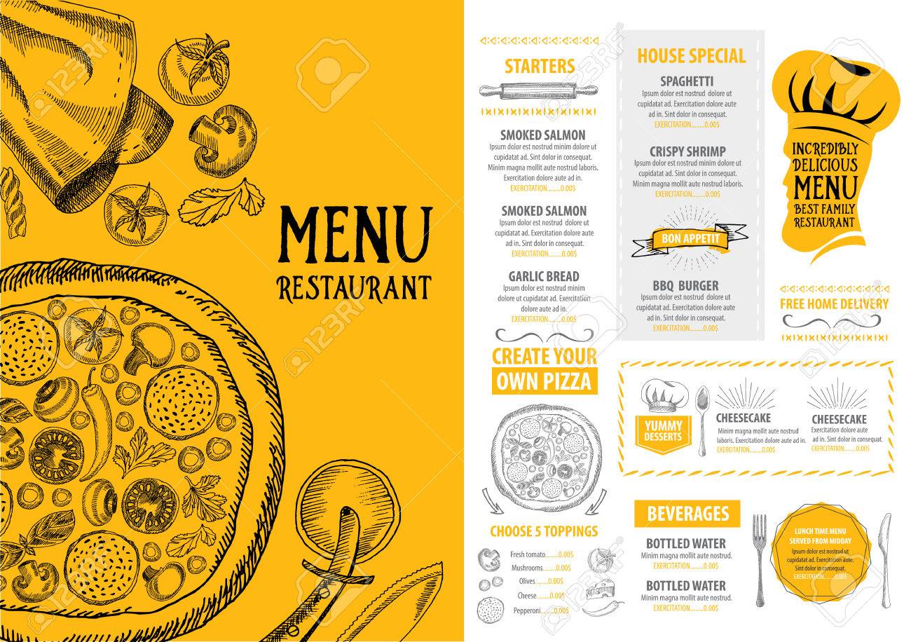 cafe menu restaurant brochure food design template royalty free