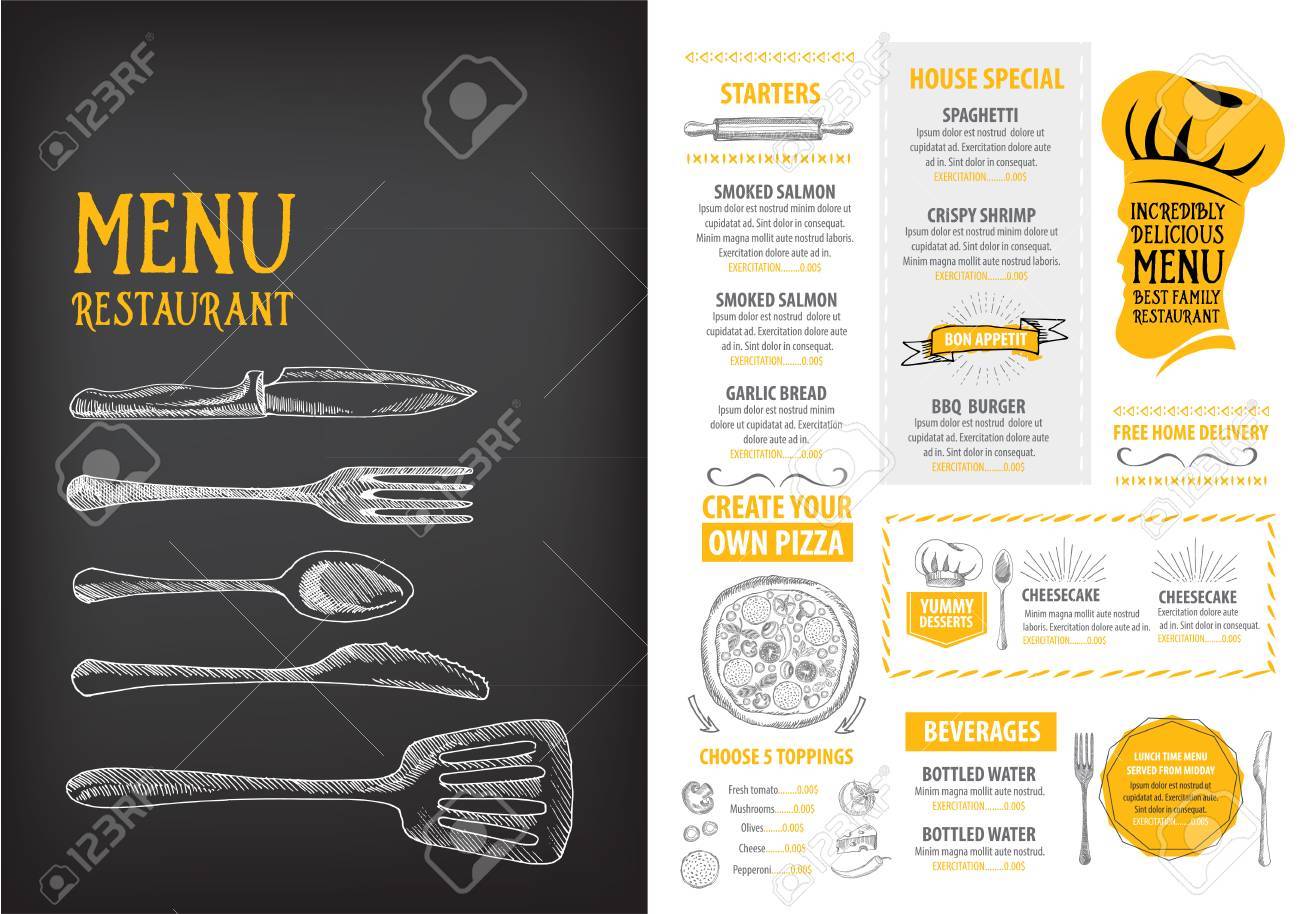 restaurant cafe menu template design food flyer royalty free