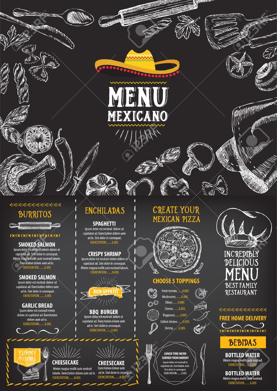 restaurant cafe menu template design food flyer royalty free