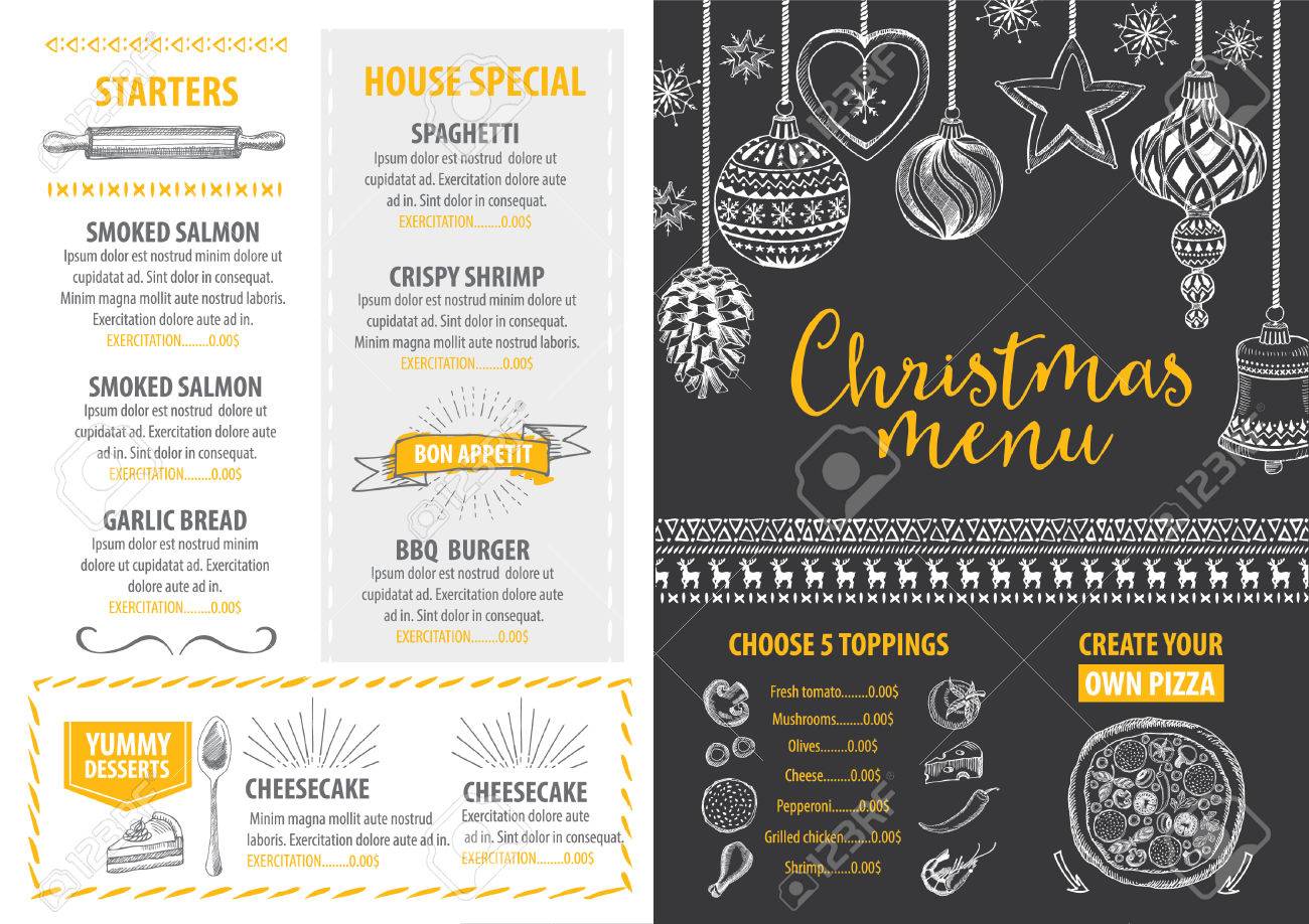 vector christmas restaurant brochure menu design vector holiday