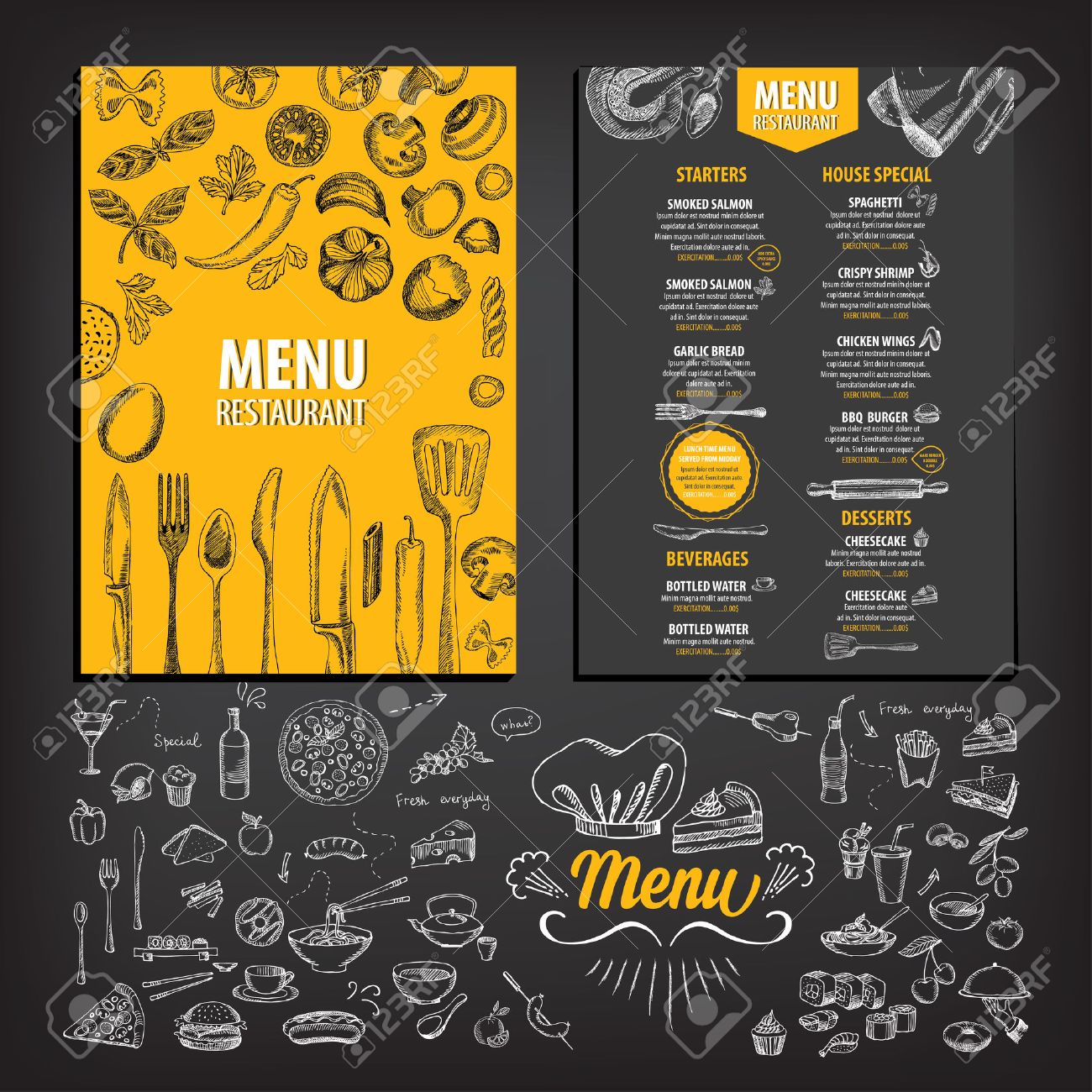 vector restaurant brochure menu design vector cafe template