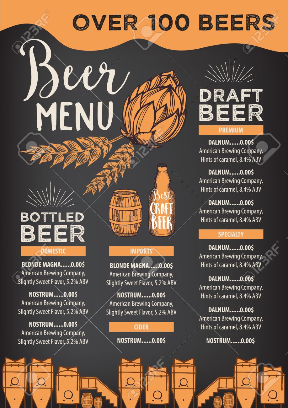 beer restaurant brochure vector alcohol menu design vector alcohol menu template