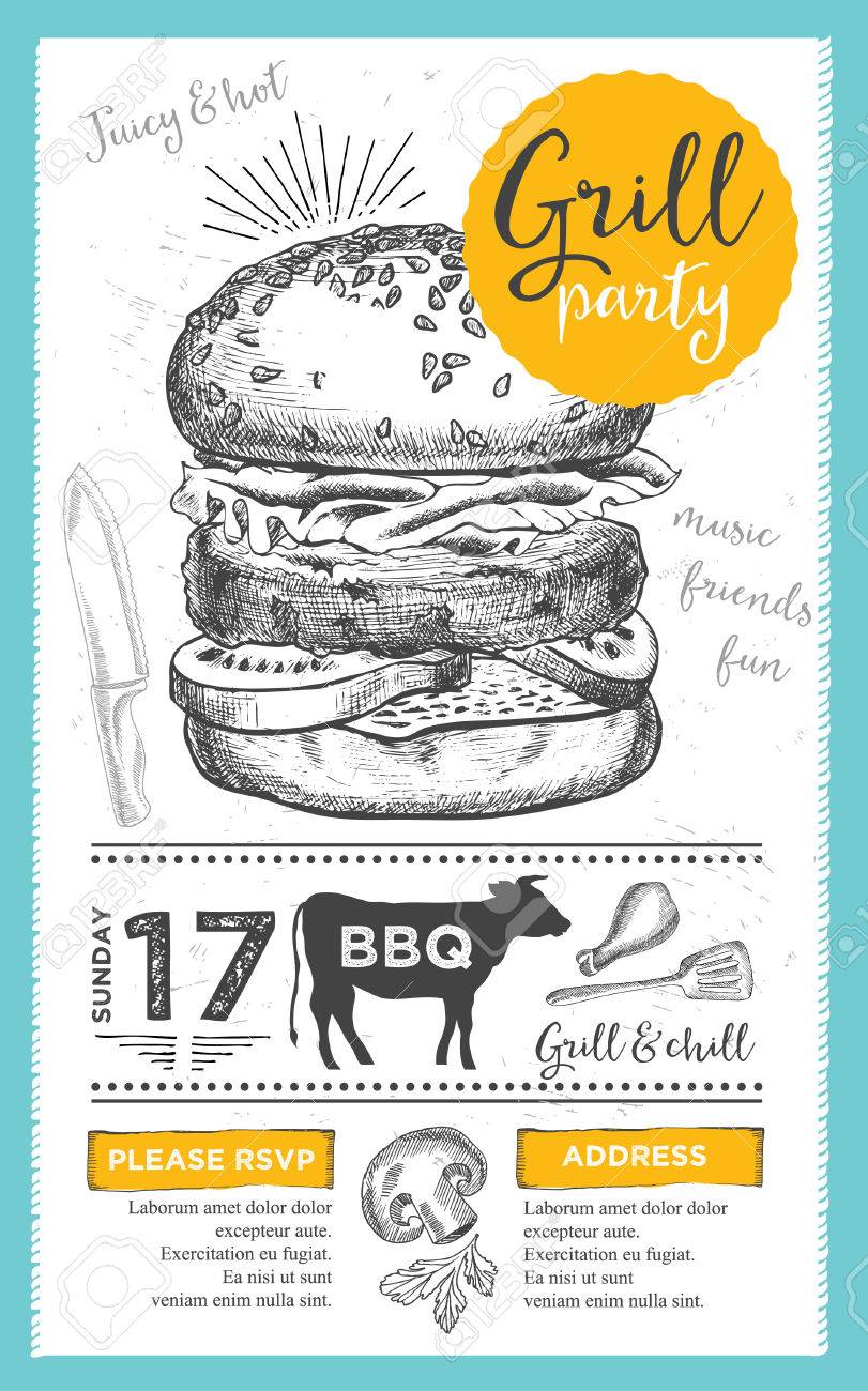 barbecue menu placemat food restaurant brochure bbq template