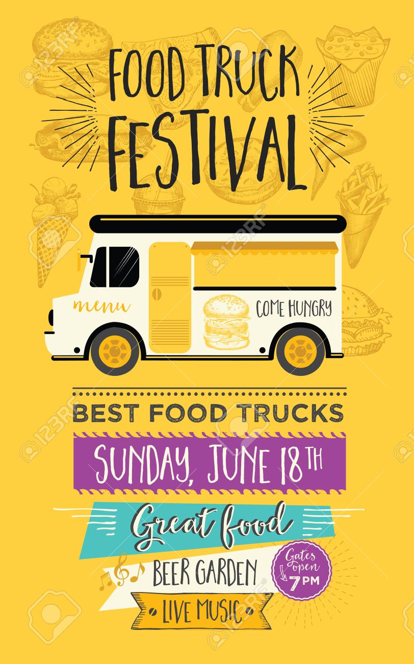 food truck festival menu food brochure street food template food party flyer
