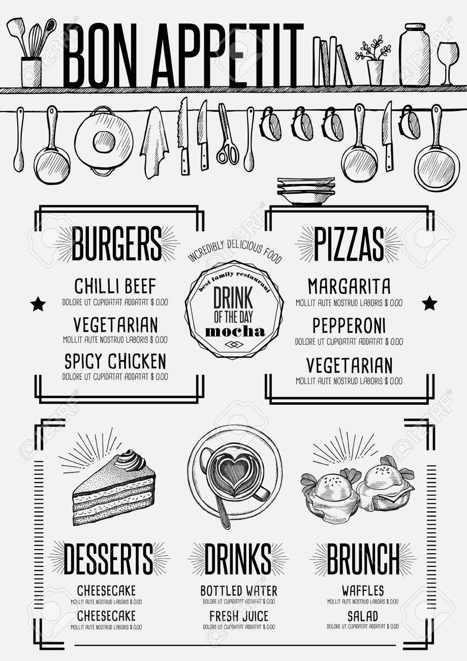 placemat menu restaurant food brochure cafe template design