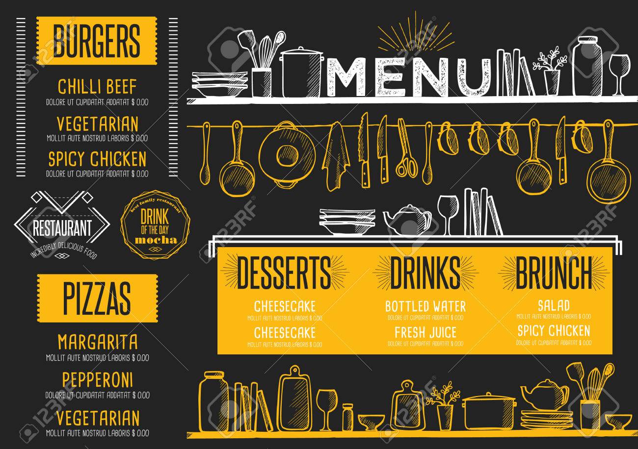 cafe menü essen platzdeckchen broschüre restaurant template design