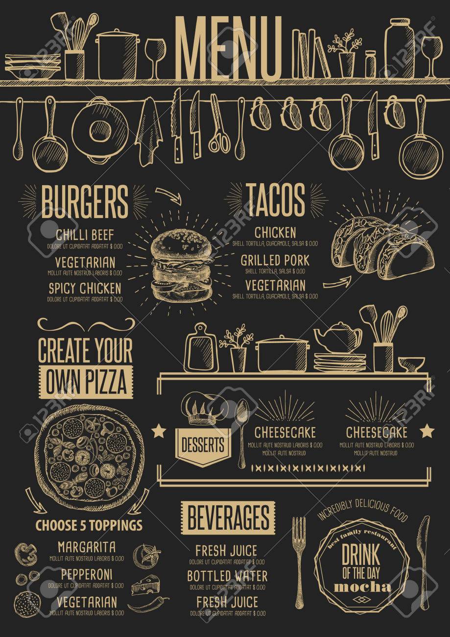 cafe menu food placemat brochure restaurant template design