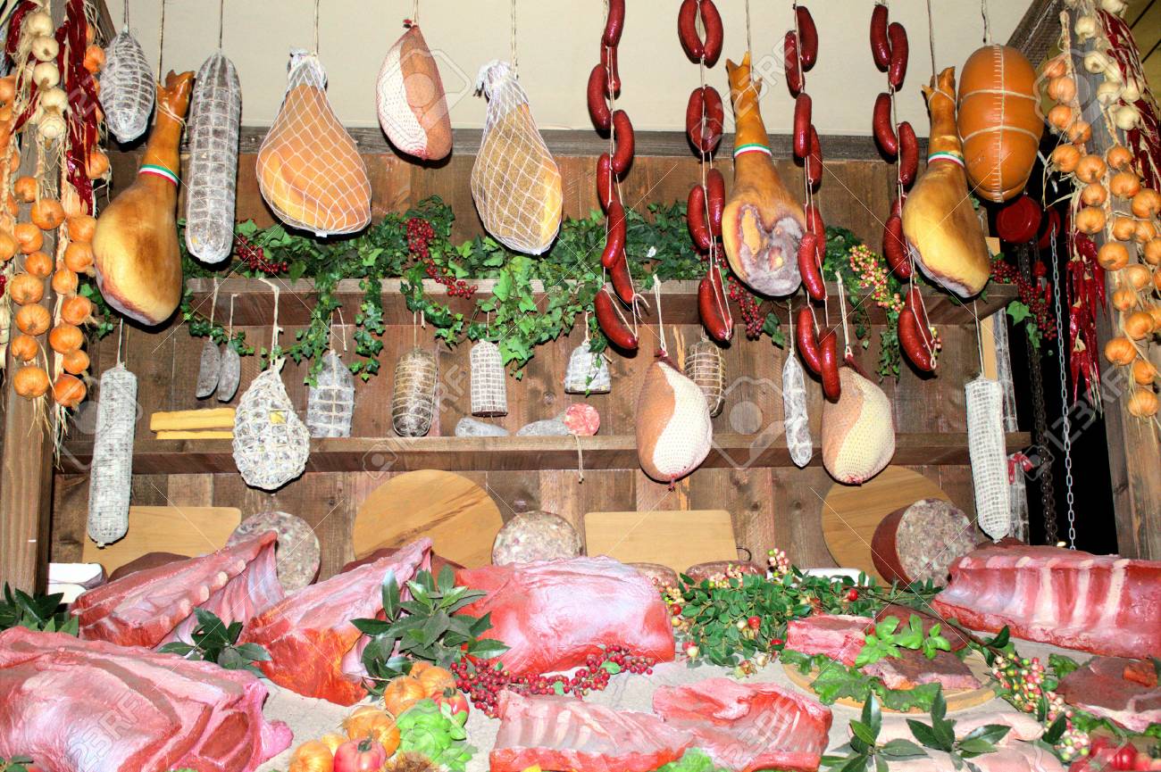 Raw Meat At The Butcher's Shop Stock Photo, Picture And Royalty Free Image. Image 48521998.
