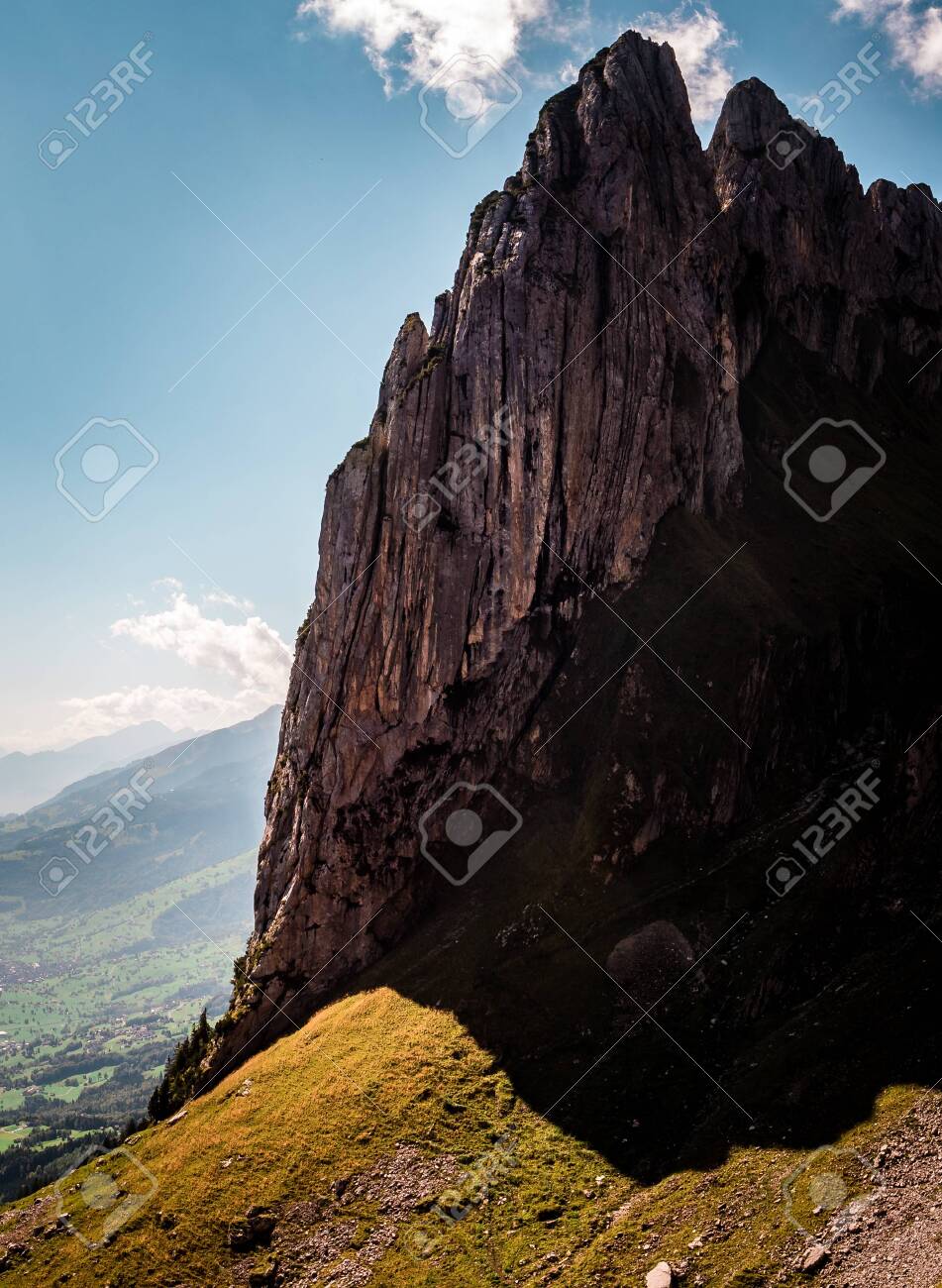 vertical crazy steep mountain rock formation, switzerland alpstein - 120999305 vertical crazy steep mountain rock formation, switzerland alpstein - 120999305
