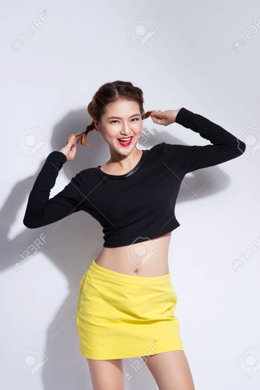 black top with yellow skirt
