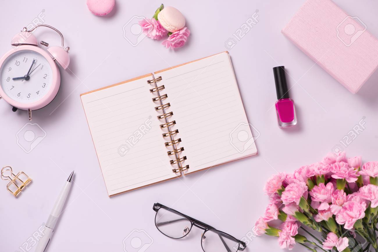 Download Mockup Planner Flat Lay Accessory On The Table View Top Events And Party Desktop Stock Photo Picture And Royalty Free Image Image 93680759