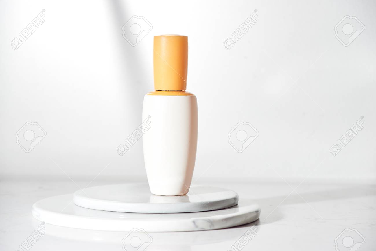 white cosmetic bottles on a white background. Selective focus white Cosmetic. - 121137247 white cosmetic bottles on a white background. Selective focus white Cosmetic. - 121137247