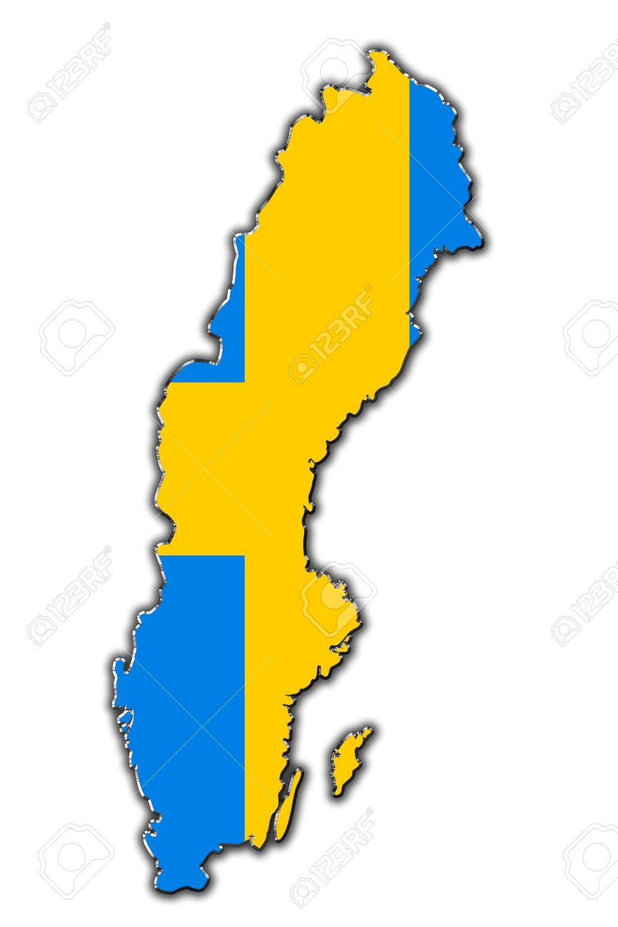 Flag Map Of Sweden Outline Map Of Sweden Covered In Swedish Flag Stock Photo, Picture And  Royalty Free Image. Image 16056309.