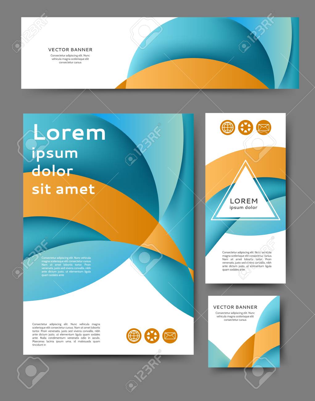 set of promotional flyers with abstract waves and lines different different flyers