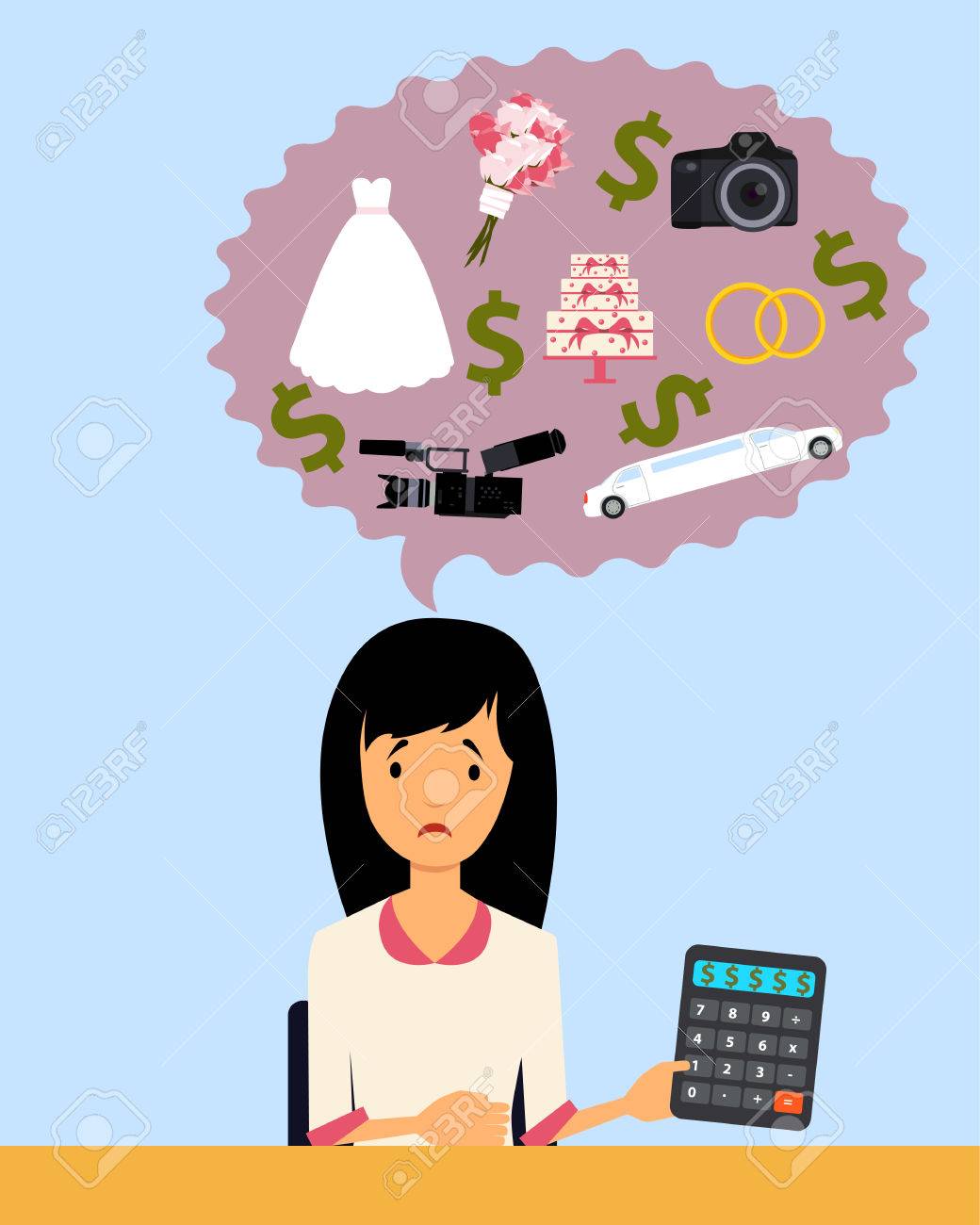 The Bride Planning A Wedding And Upset Because Of High Prices Royalty Free Cliparts Vectors And Stock Illustration Image 50003178 123rf