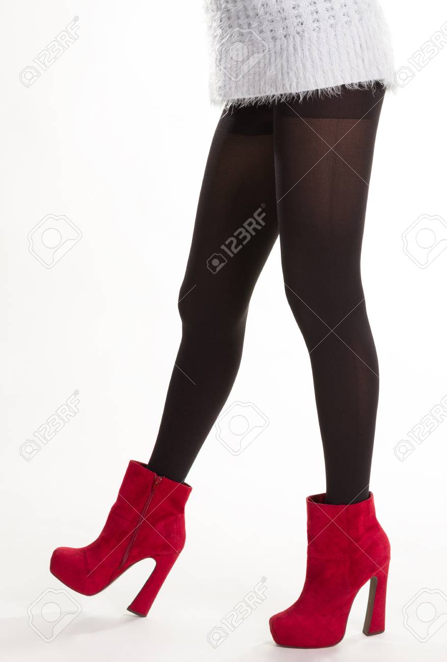 bright red ankle boots