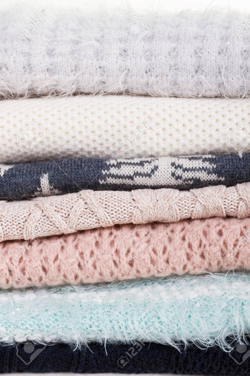 Sweaters With Different Patterns In The Stack Openwork Knitting Sweaters With Different Patterns In The Stack Openwork Knitting