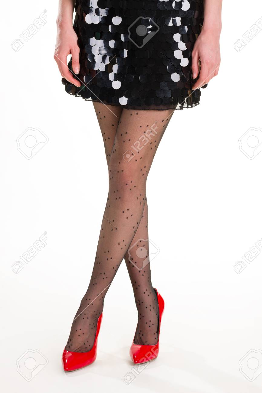 patterned tights with black dress