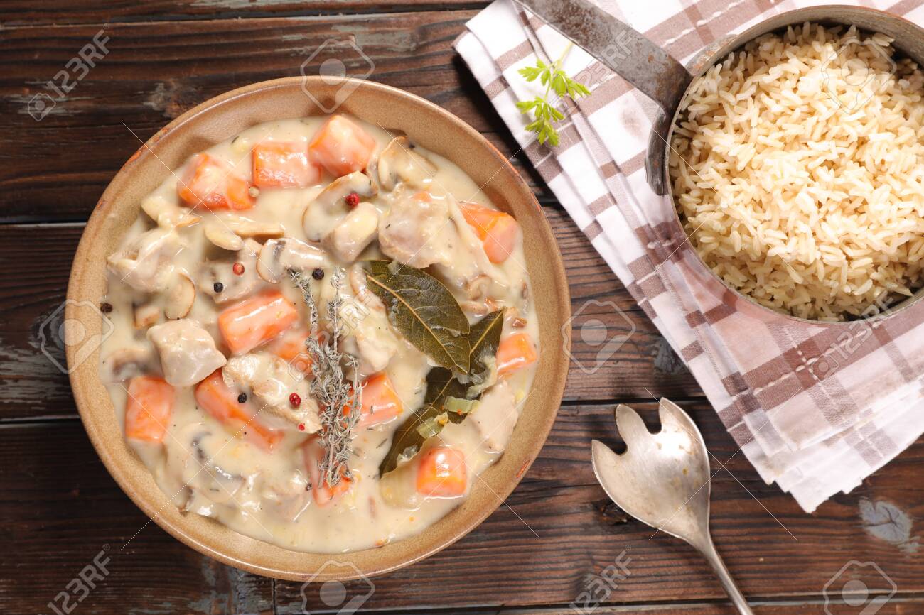 Blanquette De Veau Veal Cooked With Cream And Carrot Stock Photo