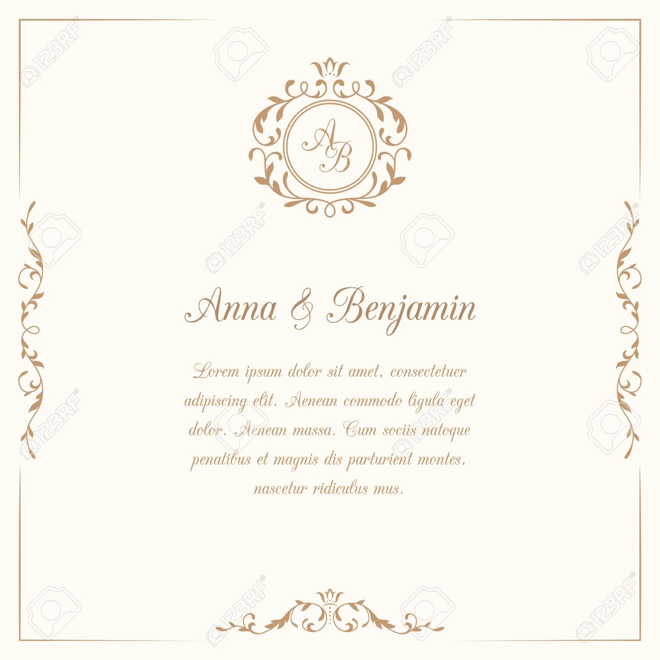 Carte D Invitation Avec Le Monogramme Invitation De Mariage Save