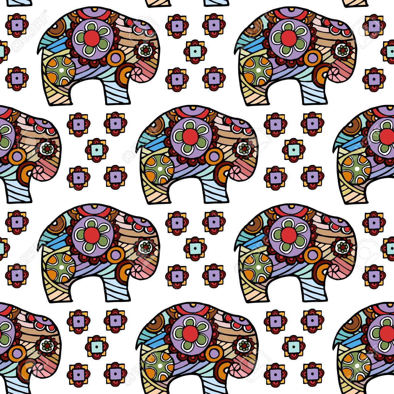 Vettoriale Elefante Etnico Del Loto Indiano Di Vettore Grafico D Annata Ornamento Tribale Africano Puo Essere Utilizzato Per Un Libro Da Colorare Tessile Stampe Cassa Del Telefono Biglietto Di Auguri Image