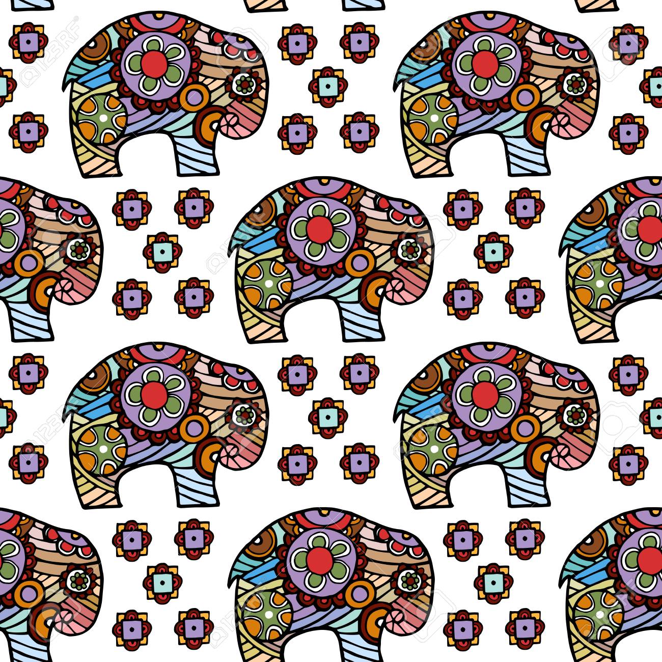 Vettoriale Elefante Etnico Del Loto Indiano Di Vettore Grafico D Annata Ornamento Tribale Africano Puo Essere Utilizzato Per Un Libro Da Colorare Tessile Stampe Cassa Del Telefono Biglietto Di Auguri Image