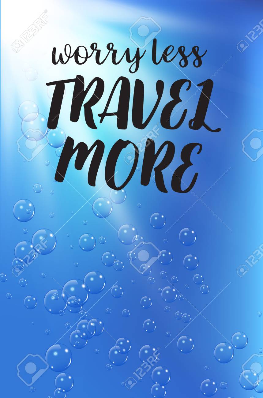 Citation De Voyage Sur Fond Sous Marin Avec Des Bulles Realistes Et Du Soleil Contexte Pour La Plongee Ou L Annonce De Voyage Illustration Vectorielle Clip Art Libres De Droits Svg Vecteurs