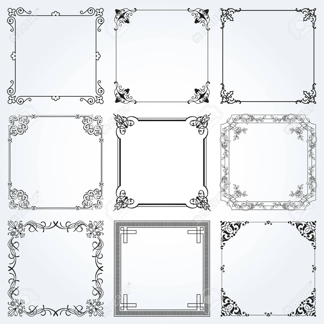 decorative frames and borders square backgrounds vintage design