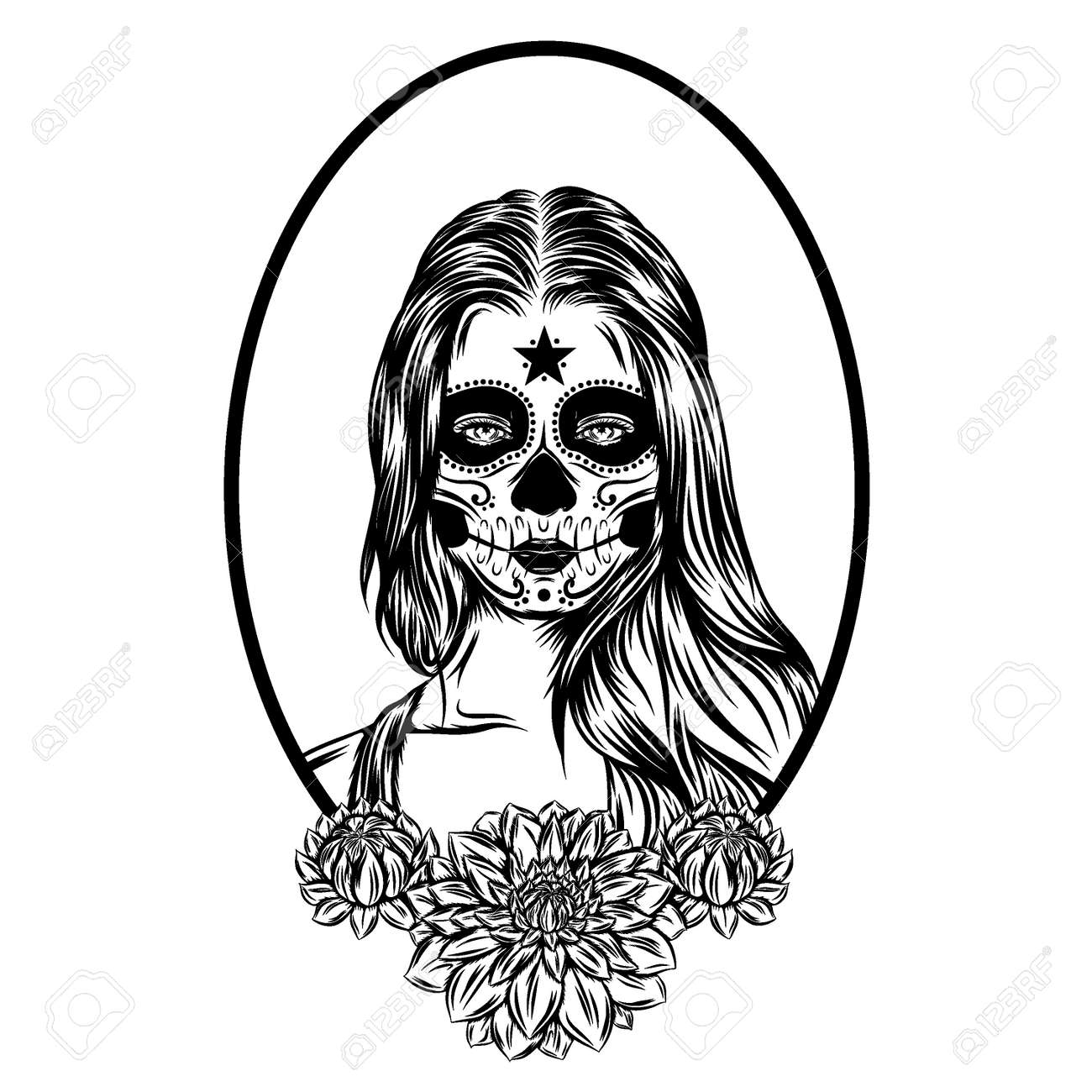 A Day of the Dead Woman’s Face Tattoo