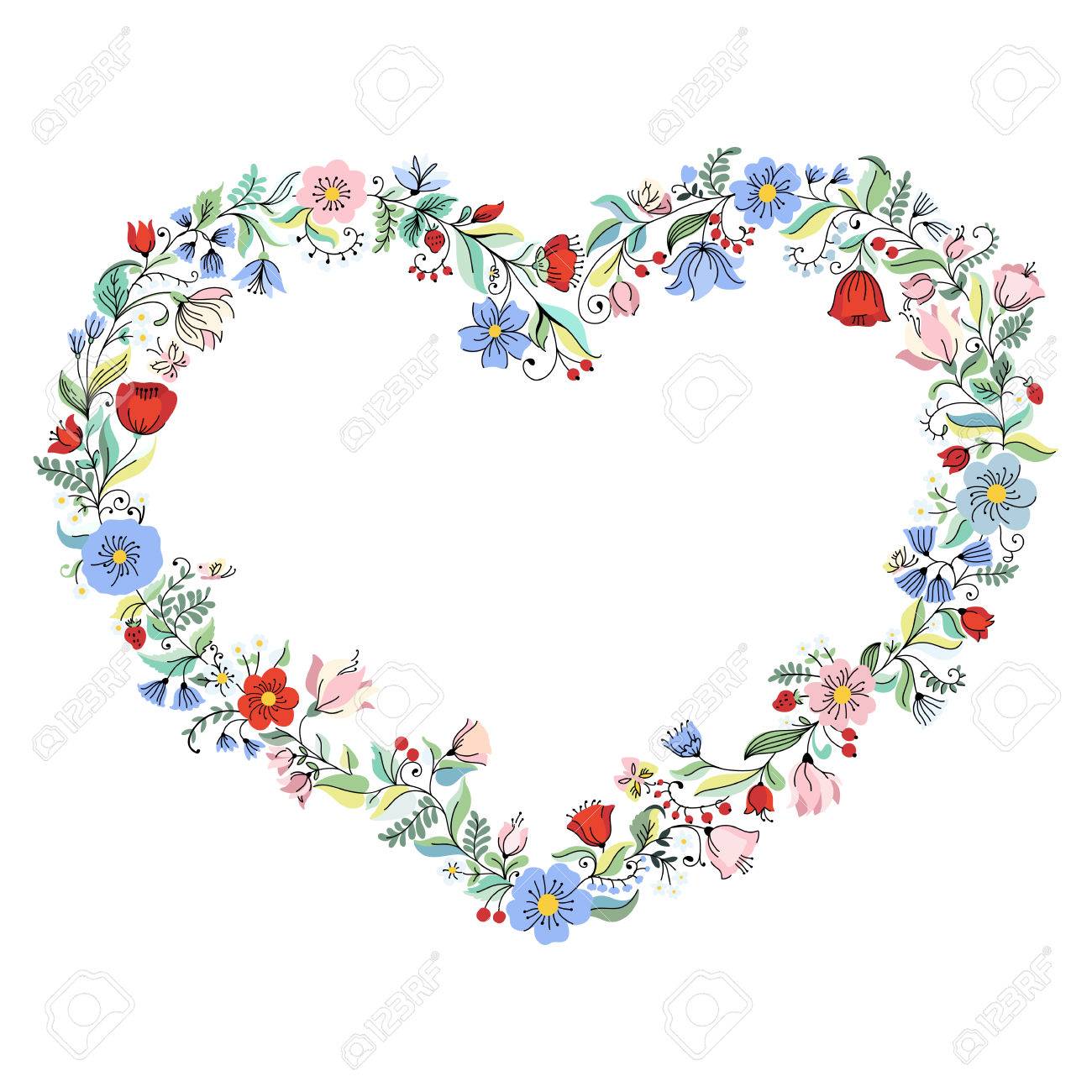 Illustration Mit Blumen Herz Kann Fur Hochzeit Einladung Karte Fur Den Valentinstag Oder Eine Karte Uber Die Liebe Verwendet Werden Lizenzfrei Nutzbare Vektorgrafiken Clip Arts Illustrationen Image 54755937