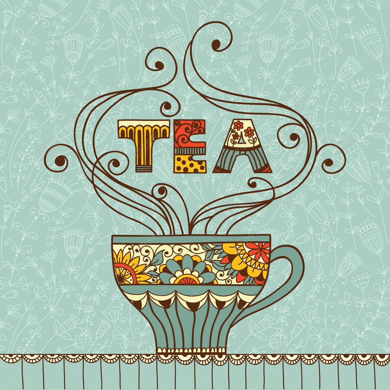 香り豊かな紅茶やコーヒー あなたのテキストのための場所のカップとベクトル イラスト 香り豊かな紅茶やコーヒー あなたのテキストのための場所のカップとベクトル イラスト