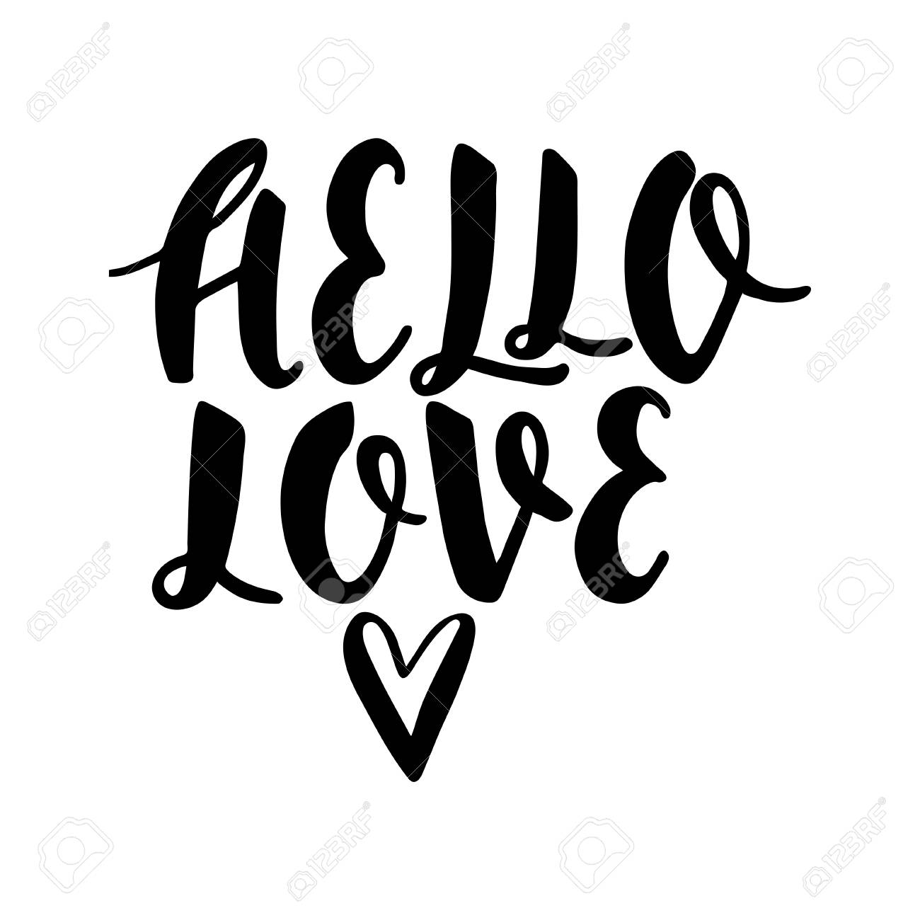 こんにちは愛 手描きのヴィンテージイラストを手書きで描いたイラスト このイラスト は バレンタインデーや結婚式のグリーティングカードとして使用できます のイラスト素材 ベクタ Image