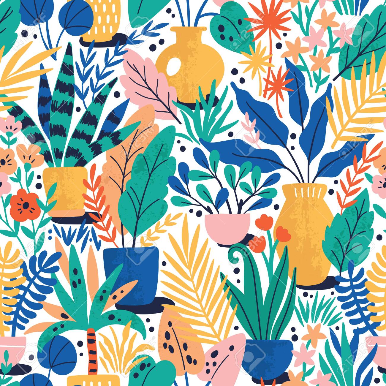 Home plants in ceramic pots vector seamless pattern. Domestic flowers colorful texture. Exotic houseplants in flowerpots illustration - 144102757 Home plants in ceramic pots vector seamless pattern. Domestic flowers colorful texture. Exotic houseplants in flowerpots illustration - 144102757