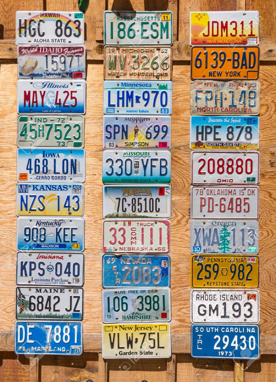 アメリカ ナンバー プレート コラージュの写真素材・画像素材 Image