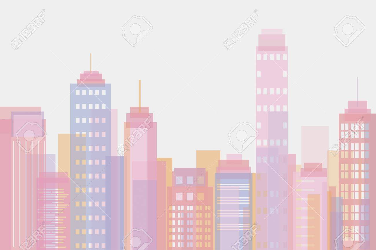 バラのパステル トーンで都市の建物のベクトル イラスト のイラスト素材 ベクタ Image