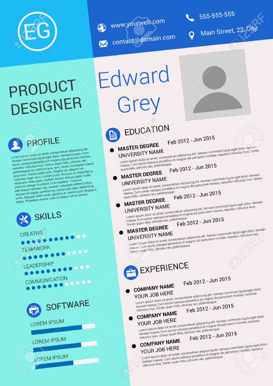 vector illustration of artistic resume design template royalty free