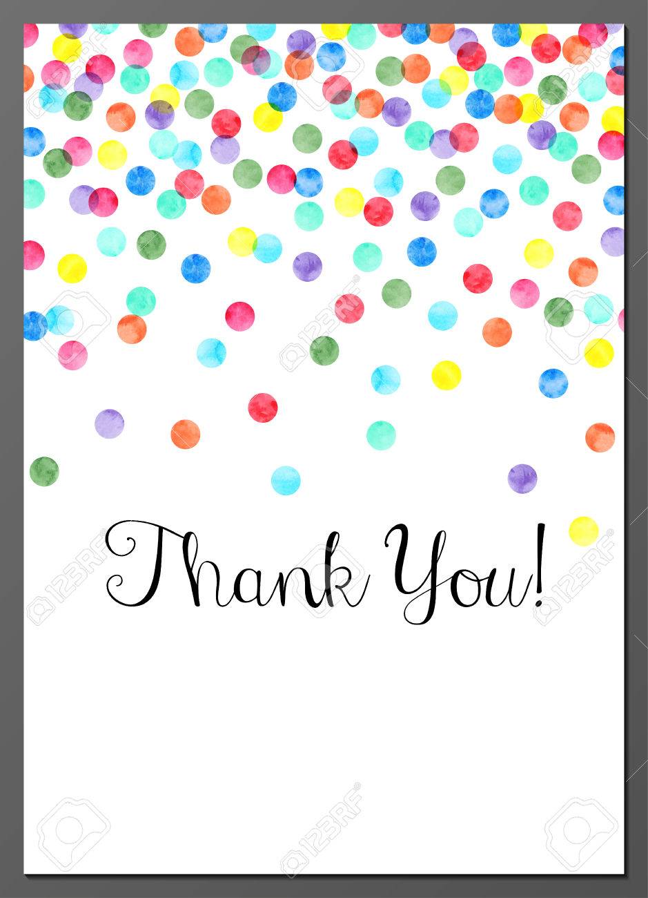 vector illustration of thank you card decorated with watercolor