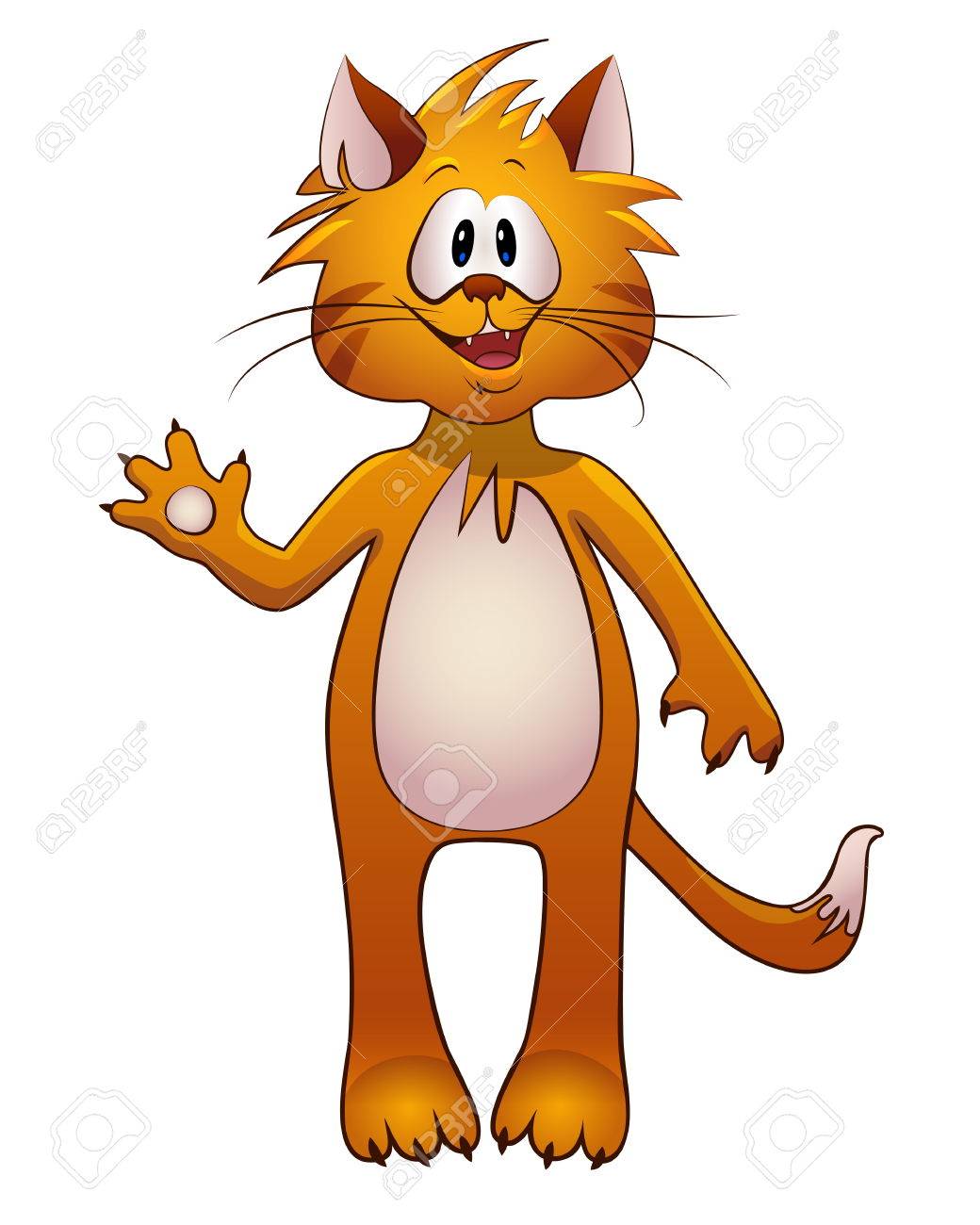 Chat De Dessin Anime Amusant Rouge Avec Un Sourire Gentil Et Une Coiffure A La Mode Clip Art Libres De Droits Vecteurs Et Illustration Image
