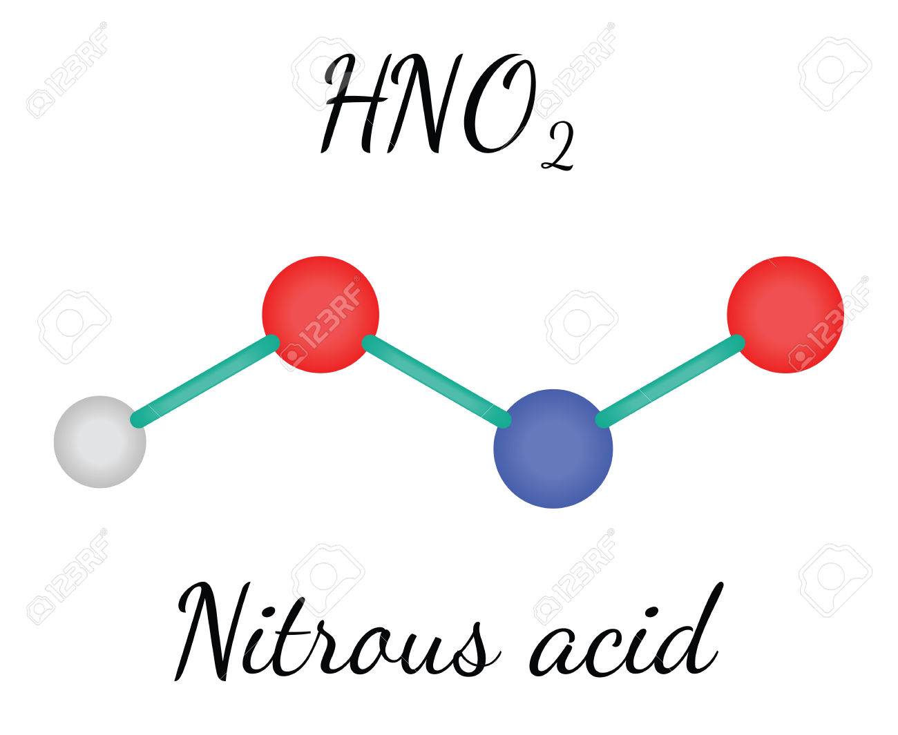 hno2 nitrous acid 3d molecule isolated on white royalty free