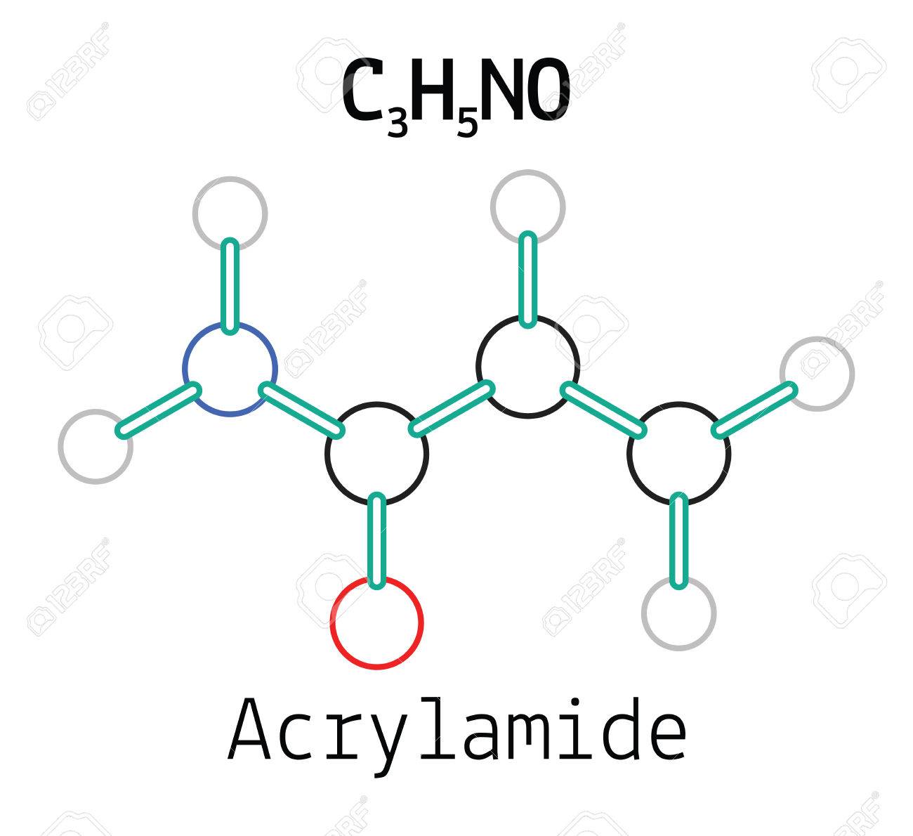 C3H5NO Acrylamide 3d Molecule Isolated On White Stock Vector C3H5NO Acrylamide 3d Molecule Isolated On White Stock Vector