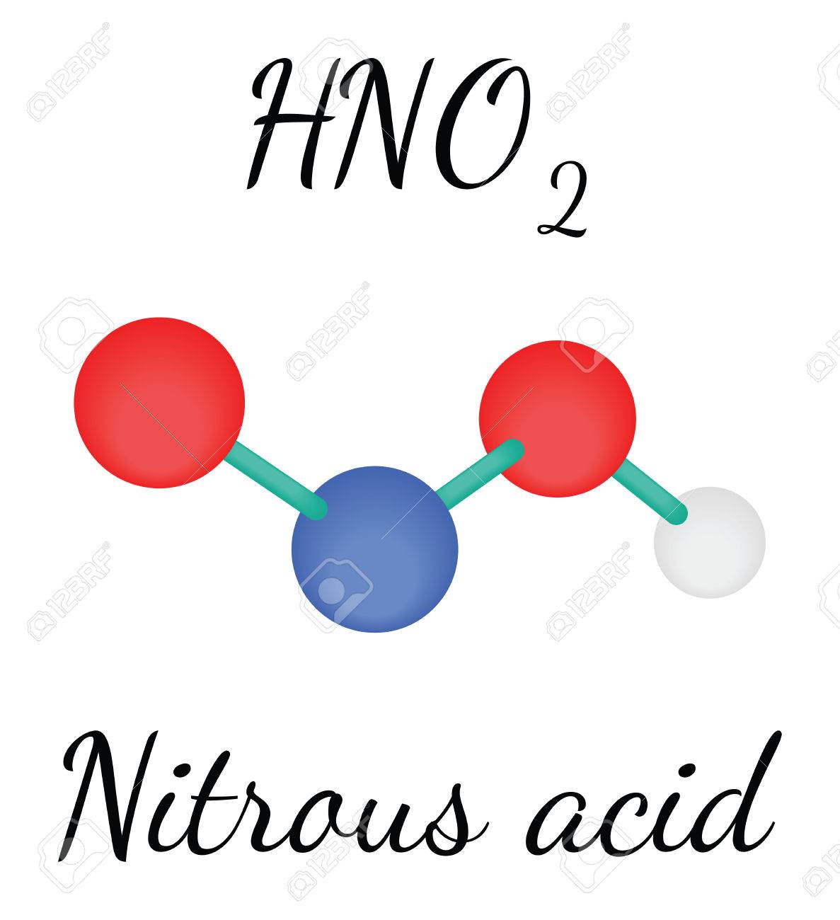 hno2 nitrous acid 3d molecule isolated on white royalty free