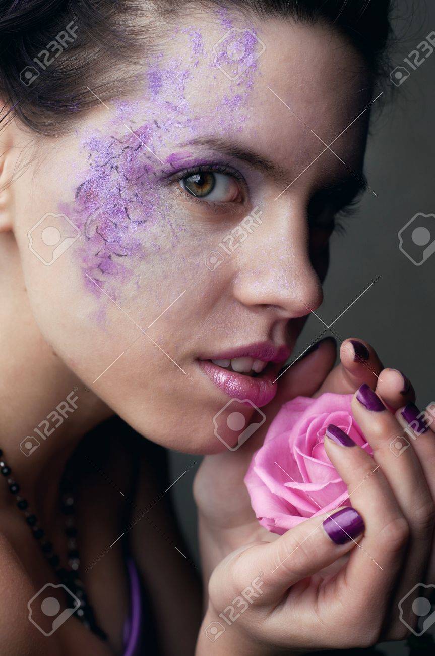 Pretty Young Brunette Female Model Wearing Extraordinary Purple Stock Photo Picture And Royalty Free Image Image 15905641 123rf