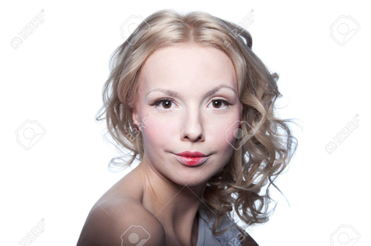 Studio Portrait Der Schonen Jungen Blonden Weiblichen Modell Mit