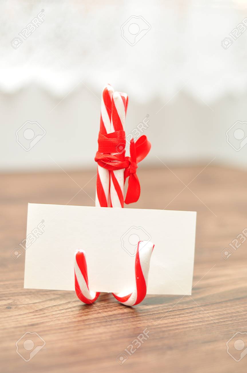 a place card holder made out of candy cane stock photo picture and candy cane place cards
