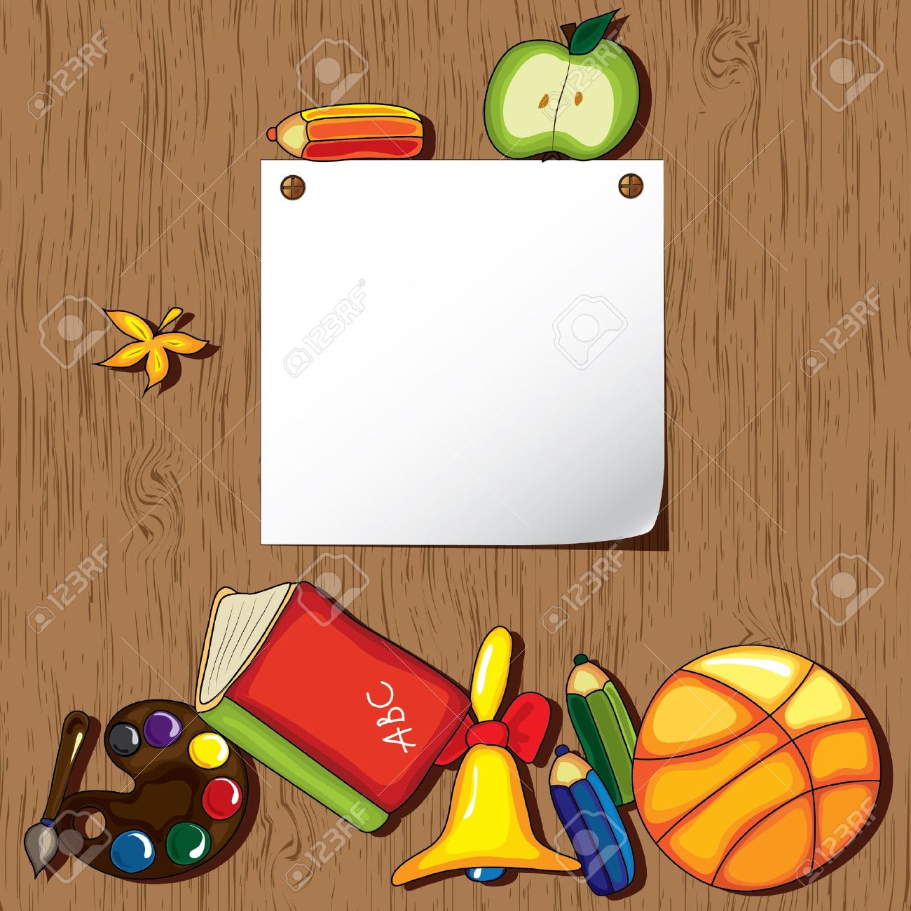 empty white paper on the wooden background with cute school design cute school backgrounds